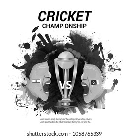 illustration of playing cricket championship  of Stadium of Cricket with ball on pitch