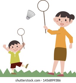 Illustration, playing with parent and child