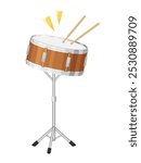 Illustration of playing a snare drum with a stand