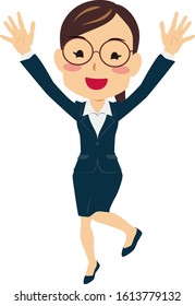 Illustration of a pleased woman in a suit