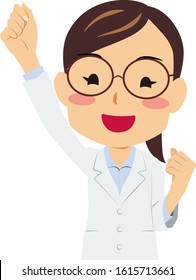 Illustration of a pleased woman in white coat