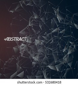 Illustration of Plexus Style Fractal Polygonal Template. Futuristic Energy Wireframe Background. Science DNA Molecule Mesh