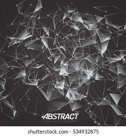 Illustration of Plexus Style Fractal Polygonal Template. Futuristic Energy Wireframe Background. Science DNA Molecule Mesh