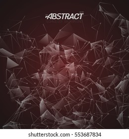 Illustration of Plexus Style Fractal Polygonal Template. Futuristic Energy Wireframe Background. Science DNA Molecule Mesh