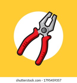 Illustration of pliers. Hand Tool Manual. You can use this image for illustrations on books, brochures, t-shirts, signs, posters, instructions, stickers and various purposes. Flat vector.