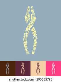 illustration of the pliers with icons composition