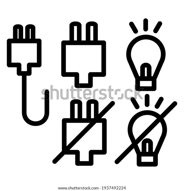 Illustration of plug, charger, electric icon symbol\
with line style