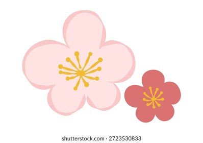 Ilustración de flores de ciruelo (con contornos).