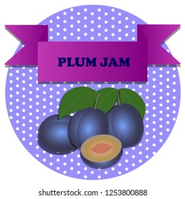 illustration of plum with blue background