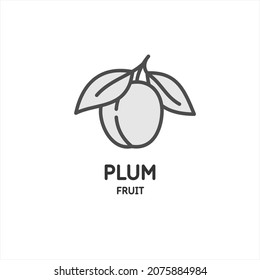 Illustration of a plum in a flat style. Isolated image on a light background. Vector icon.