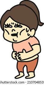 Illustration of a plump female who is hungry.