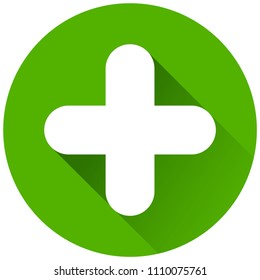 Illustration of plus circle green icon concept