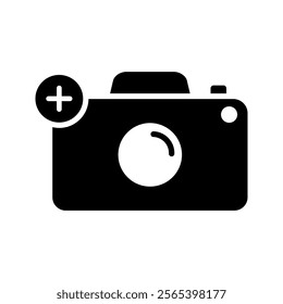 Illustration of plus sign on camera icon