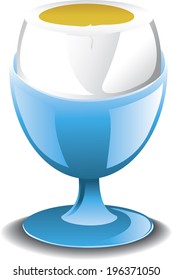 Illustration of a poached egg in a dish.