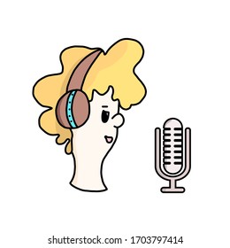 Illustration of the podcast concept. Online training, entertainment show podcast, training people via the Internet. can be used for, landing page, template, user interface, website