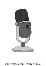 Illustration of podcast mic, isolated on white background