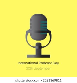 Illustration of podcast microphone. International Podcast Day vector, illustration. September 30.