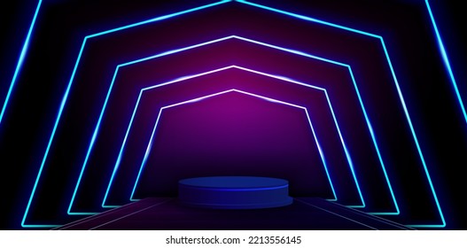 illustration of podium backgrounds with glowing lights stage for signs corporate, advertisement business, social media post, billboard agency advertising, ads campaign, motion video, landing pages web