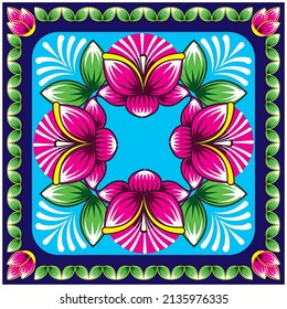 Illustration Of Pohela Boishakh. Happy Bengali New Year,Folk colorful frame vector greeting card, wedding or party invitation decoration, floral and abstract border, frame Folk art pa