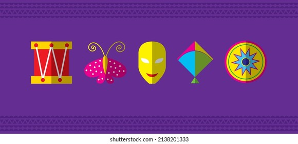 Illustration Of Pohela Boishakh. Happy Bengali New Year, Pohela Boishakh,Colorful cultural Traditional folk frame background. Illustration is suitable for creating your own patterns, backgrounds, card