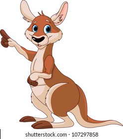 Illustration of pointing cartoon kangaroo