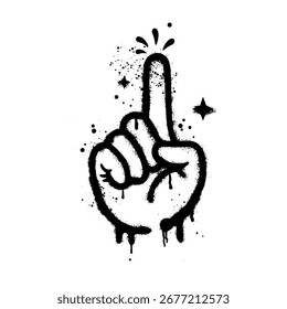 Illustration of a pointing hand sprayed with graffiti art