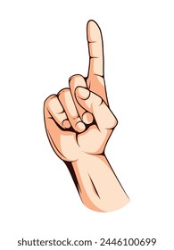 Illustration of pointing the index finger to ask a question isolated on white background