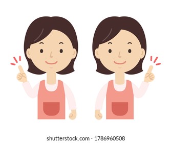 Illustration of pointing pose. Illustration of the upper body.
Mom's illustration.