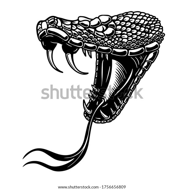 Illustration Poisonous Snake Head Engraving Style Stock Vector (Royalty ...