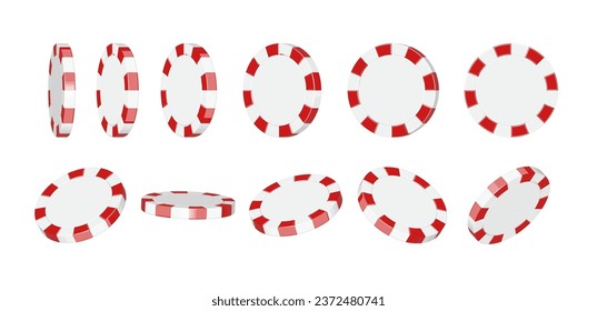 Ilustración de fichas de póquer desde varios ángulos (fichas de casino)