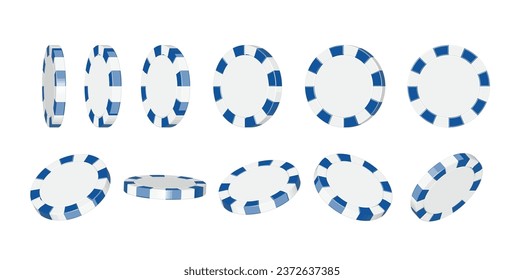 Illustration of poker chips from various angles (casino chips)