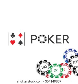 Illustration for a poker game with playing cards and chips