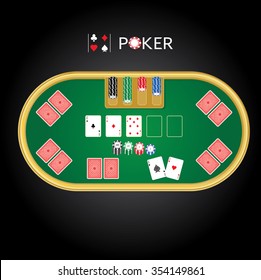 Illustration for a poker game with playing cards and chips