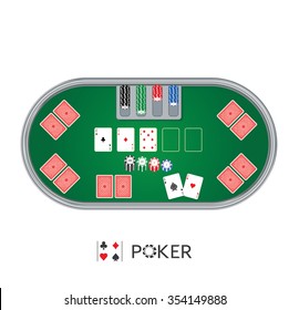 Illustration for a poker game with playing cards and chips