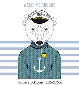 illustration of polar bear captain