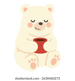 Illustration of Polar Bear with Coffee animal
