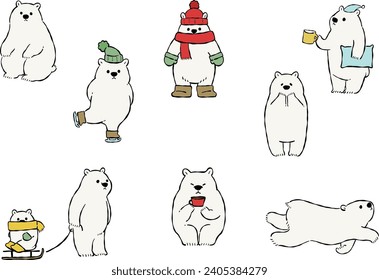 Illustration of a Polar Bear Delighting in Winter
