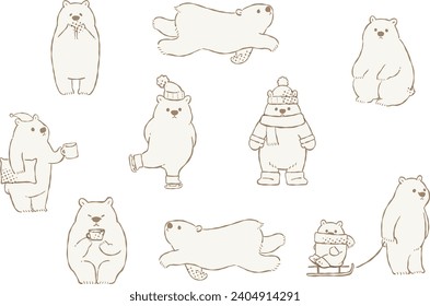 Illustration of a Polar Bear Enjoying Winter
