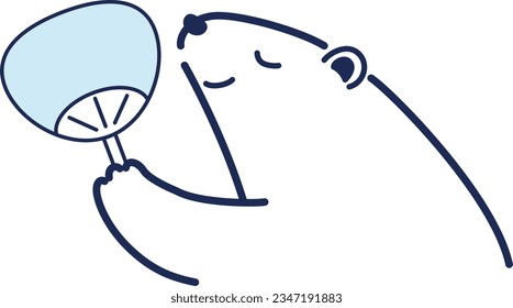 Illustration of a polar bear fanning a fan