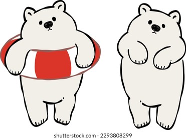 Illustration eines Eisbären, der auf einem Schwimmring schwimmt