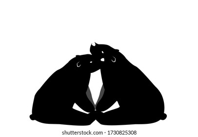 Illustration of a polar bear hugging each other