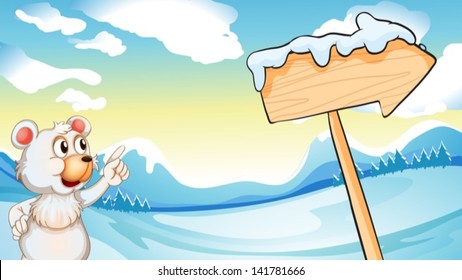 Illustration of a polar bear in the north pole