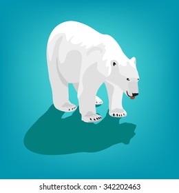 illustration of a polar bear on a blue background. Eps 10