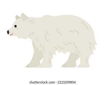 An illustration of a polar bear seen from the side.