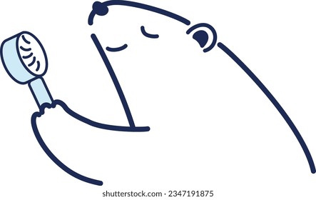 Illustration of a polar bear using a mini electric fan