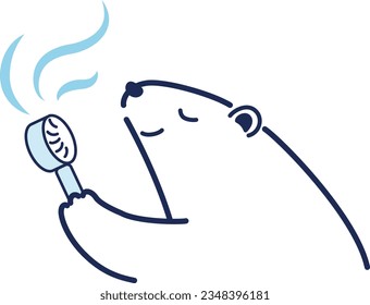 Illustration of a polar bear using a mini electric fan