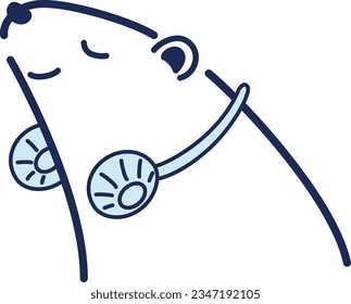 Illustration of a polar bear using a neck fan