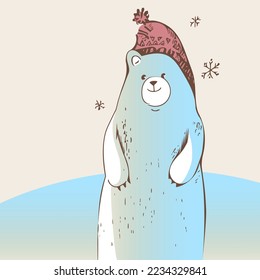 Illustration of Polar Bear. Vector Template.