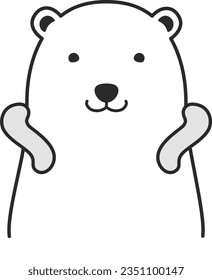 Illustration of a polar bear wearing a cool neck ring(black and white)