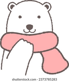 Illustration of a polar bear wearing a muffler (front face)
